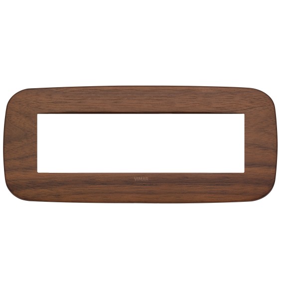 Placca Vimar Arke' Round 7 moduli Legno Naturale di Noce 19687.51