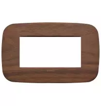 Placca Vimar Arke' Round 4 moduli Legno Naturale di Noce 19684.51