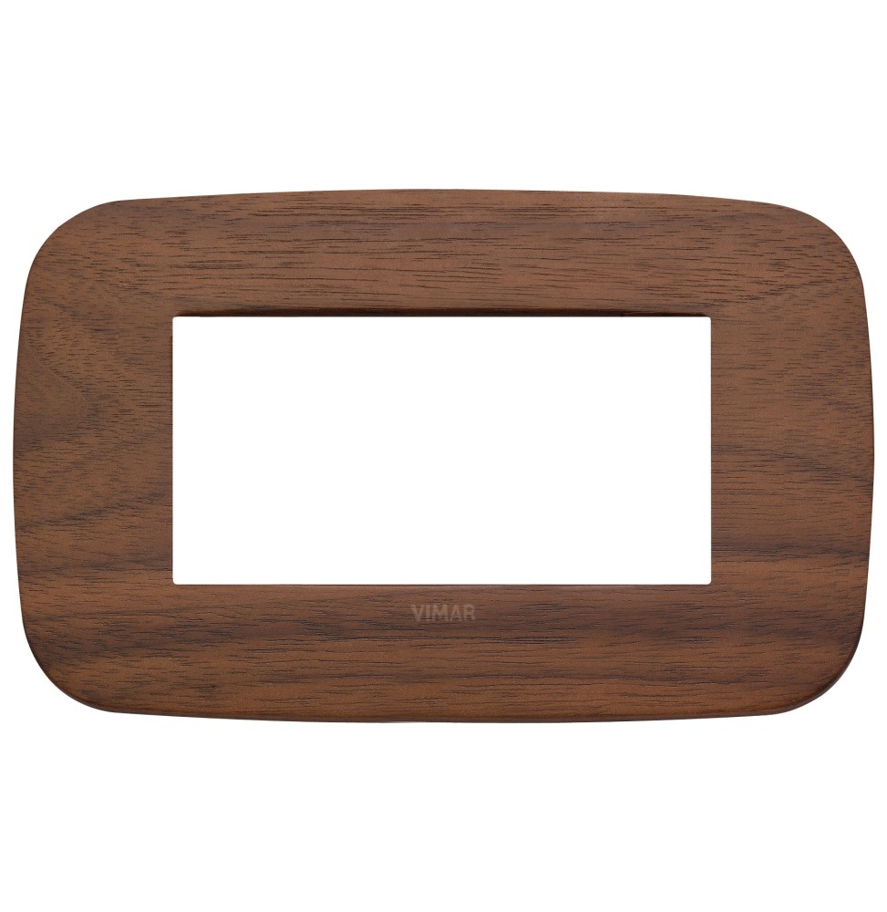 Placca Vimar Arke' Round 4 moduli Legno Naturale di Noce 19684.51