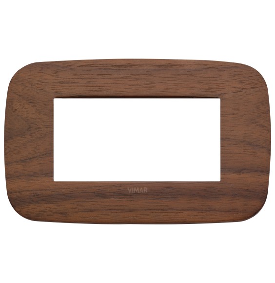 Placca Vimar Arke' Round 4 moduli Legno Naturale di Noce 19684.51
