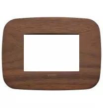 Placca Vimar Arke' Round 3 moduli Legno Naturale di Noce 19683.51