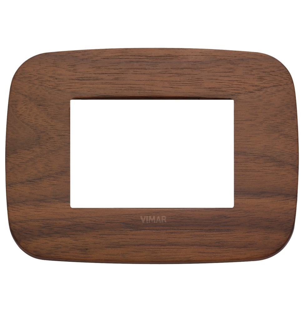 Placca Vimar Arke' Round 3 moduli Legno Naturale di Noce 19683.51