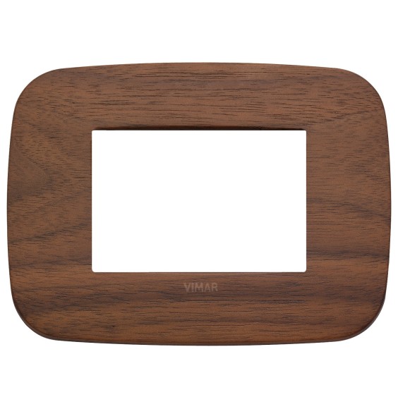 Placca Vimar Arke' Round 3 moduli Legno Naturale di Noce 19683.51
