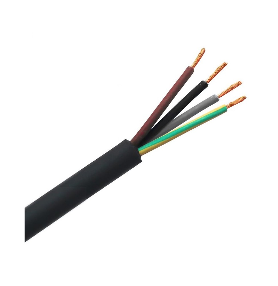 Cavo con guaina in Neoprene nero 4G1,5 mmq con giallo verde