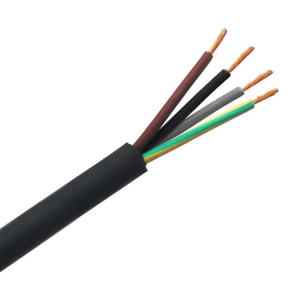 Cavo con guaina in Neoprene nero 4G1,5 mmq con giallo verde