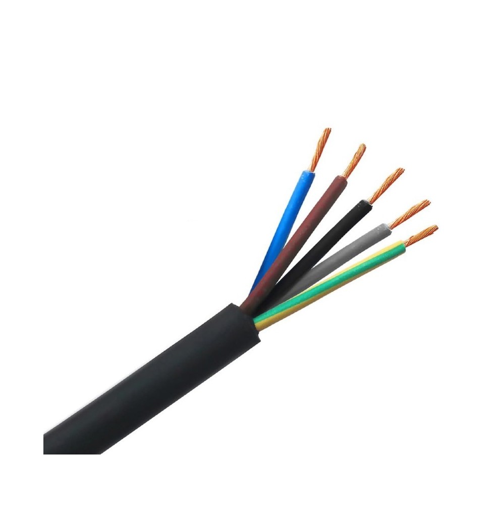 Cavo con guaina in Neoprene nero 5G1,5 mmq con giallo verde