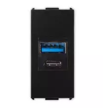 Presa USB Tipo A+C 240Vac 20W Pixia Nera Master 14212AC