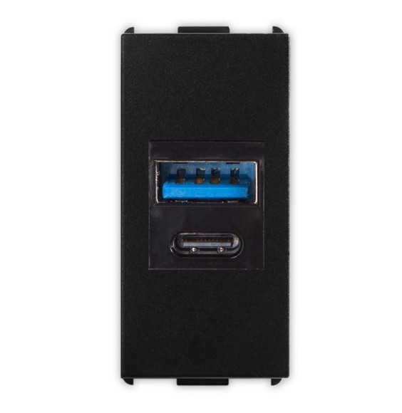 Presa USB Tipo A+C 240Vac 20W Pixia Nera Master 14212AC