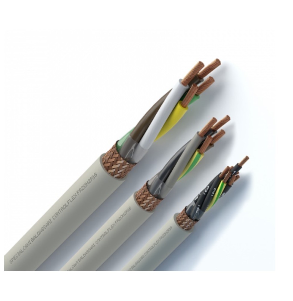 Cavo schermato 3G1.5 mmq antifiamma FR2OH2R con giallo verde Cavo schermato 3G1.5 mmq antifiamma FR2OH2R con giallo verde