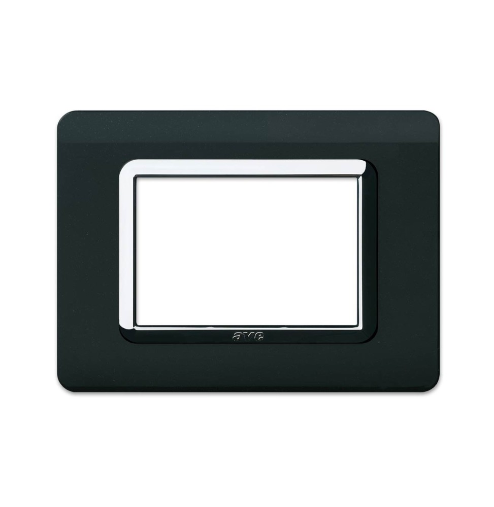 Placca 3 moduli grigio tekla con cornice cromo AVE Sistema 44