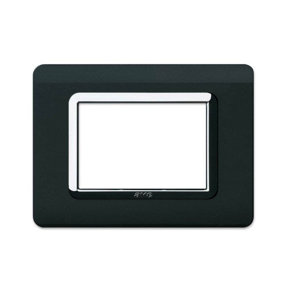 Placca 3 moduli grigio tekla con cornice cromo AVE Sistema 44