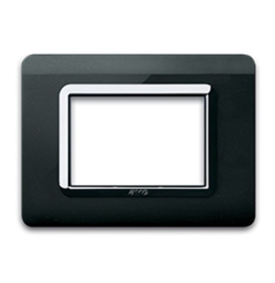 Placca AVE 44PY03NAL in Tecnopolimero Sistema 44 3 moduli nero assoluto