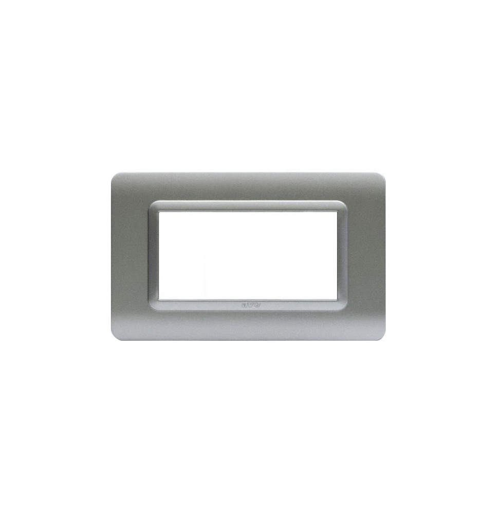 Placca AVE 44PY04AO in Tecnopolimero per Sistema 44 4 moduli Argento opaco