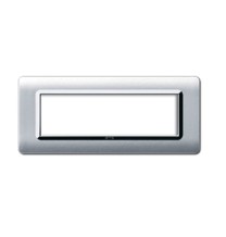 Placca 7 moduli in tecnopolimero Sistema 44 Alluminio naturale AVE 44PY07ALS