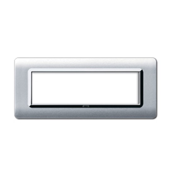 Placca 7 moduli in tecnopolimero Sistema 44 Alluminio naturale AVE 44PY07ALS