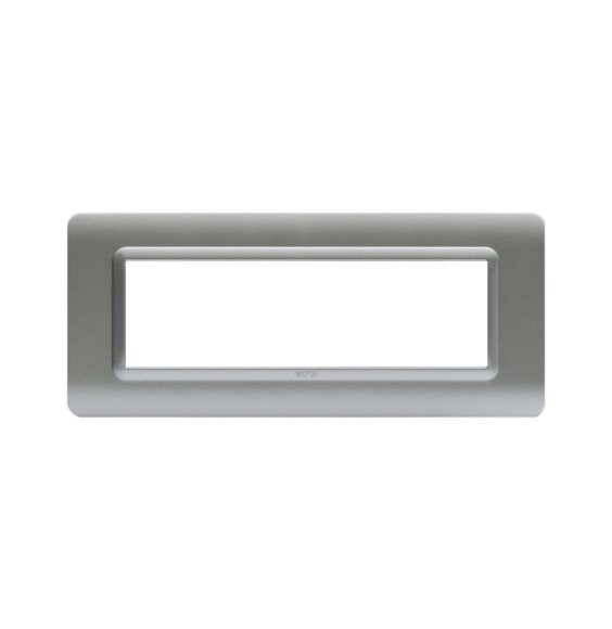 Placca AVE 44PY07AO in Tecnopolimero Sistema 44 7 moduli Argento opaco