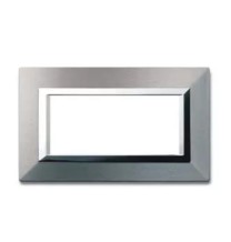 Placca Ave Zama44 in Alluminio Naturale per 4 Moduli