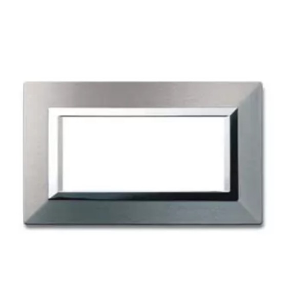 Placca Ave Zama44 in Alluminio Naturale per 4 Moduli