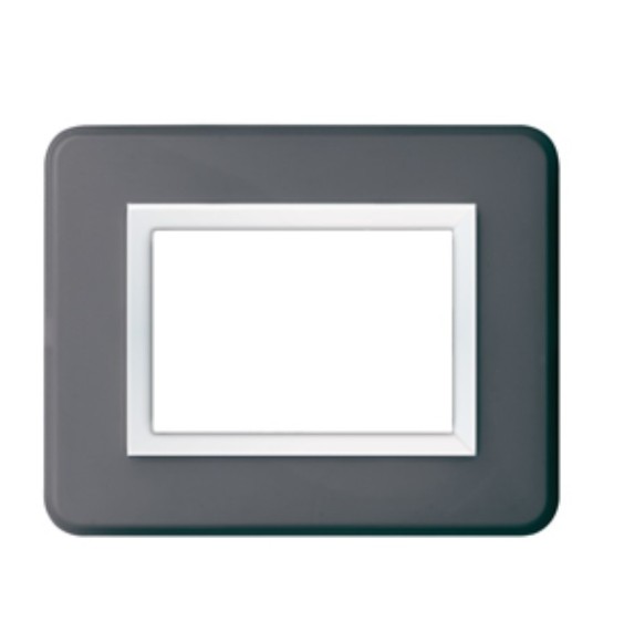 Placca AVE Personal 3 moduli grigio scuro lucido 44P03GRL