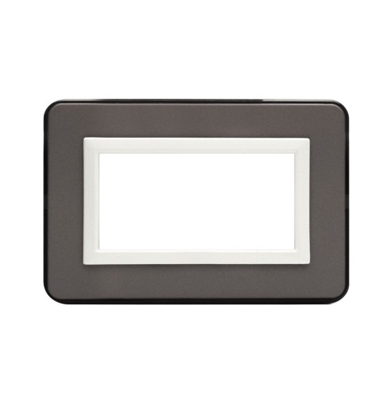 Placca AVE Personal 4 moduli grigio scuro lucido 44P04GRL