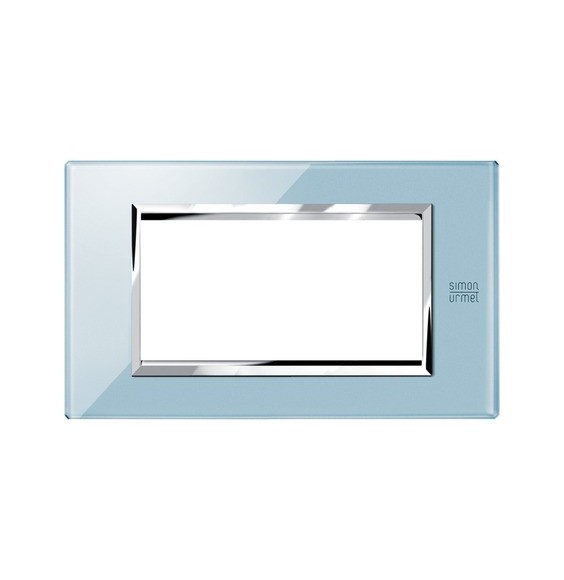 Placca Expi in vetro Azzurro Cielo 4 Moduli Urmet 13004.AZ