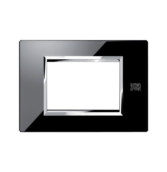 Placca in vetro nero lava per 3 moduli Urmet 13003.NR