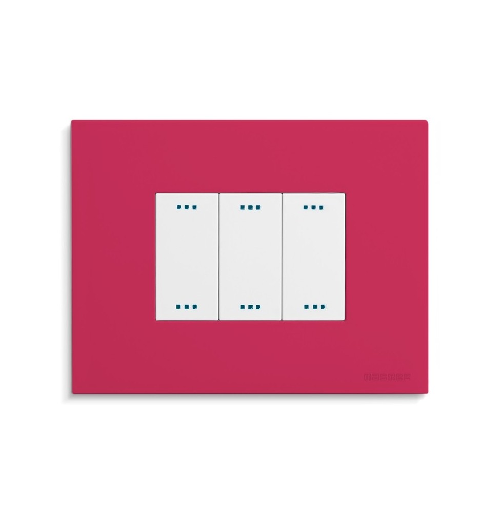 Placca 3 posti Cherry Red  serie Pixia Master 14PX153