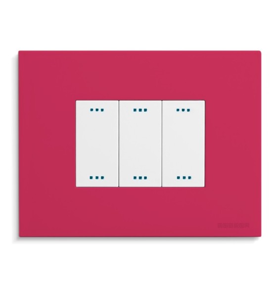 Placca 3 posti Cherry Red  serie Pixia Master 14PX153