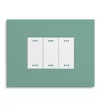 Placca 3 posti verde Sage Green  serie Pixia Master 14PX163