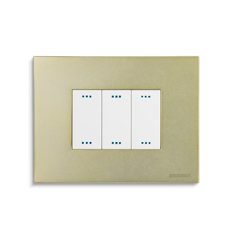 Placca 3 posti Yellow Brass  serie Pixia Master 14PX243