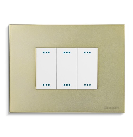 Placca 3 posti Yellow Brass  serie Pixia Master 14PX243