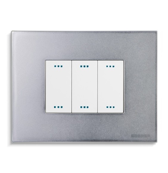 Placca 3 posti Clear Titanium serie Pixia Master 14PX253