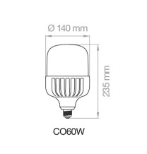 Lampada led tubolare E27 60W 6500K Luce Fredda Lampo