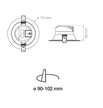 Faretto a led 10W dimmerabile da Incasso Tricolor Lampo SYDNEY10WMC