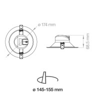 Faretto a led 17W dimmerabile da Incasso Tricolor Lampo SYDNEY17WMC