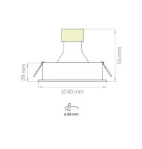 Faretto da incasso fisso Cromo foro 65 mm Lampo DIKFIXCR