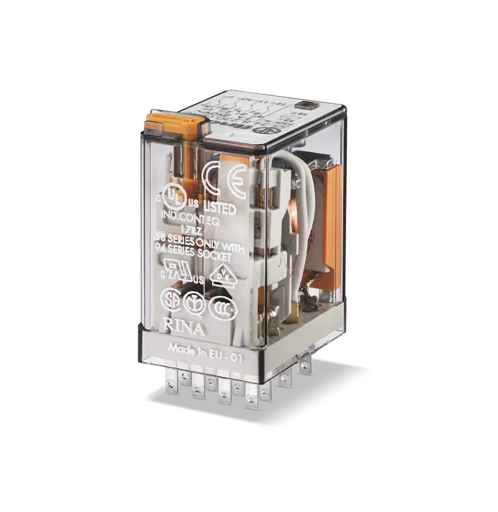 Relè industriale con terminali Faston 24V AC 4 contatti 7A Finder 553480240054
