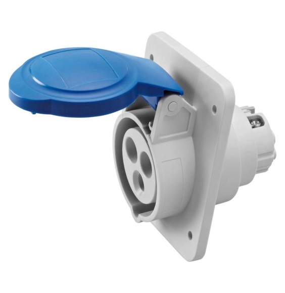 Presa ad incasso angolata CEE 2P+T IP44 16A cablaggio a vite Gewiss 62205H