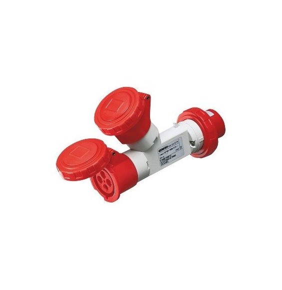 Moltiplicatore Mobile 2 Uscite IP67 3P+T Rosso 16A 380V Gewiss 64013