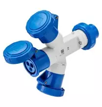 Presa Multipla 3 Uscite IP67 2P+T Blu 16A 230V Gewiss GW64024