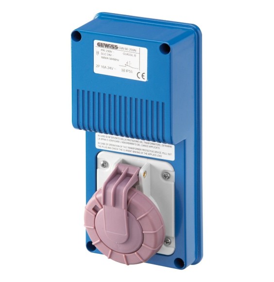 Presa interbloccata senza fondo con trasformatore 2P 16A 24V IP67 Gewiss 66359N