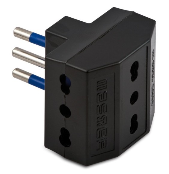 Adattatore Triplo 10A+T Nero Master 05650