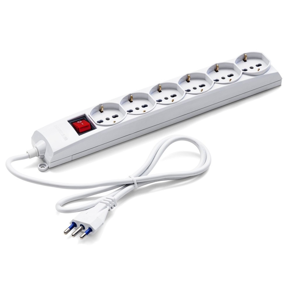 Multipresa 6 uscite Universali Schuko + Bivalenti. Cavo M.1,2 Master 72690