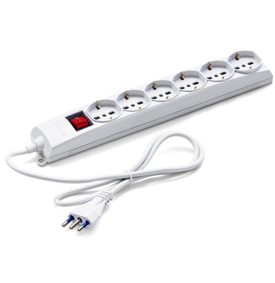 Multipresa 6 uscite Universali Schuko + Bivalenti. Cavo M.1,2 Master 72690