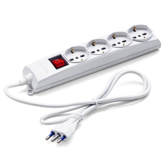 Multipresa 4 uscite Universale Schuko + Bivalenti.Cavo da mt 1,5 Master 72490