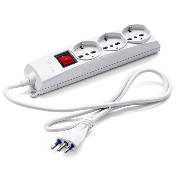 Multipresa 3 uscite Universale Schuko + Bivalenti Cavo m.1,2 Master 72390