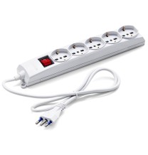Multipresa bianca 5 uscite Universali Schuko + Bivalenti. Cavo M.1,2 Master 72590