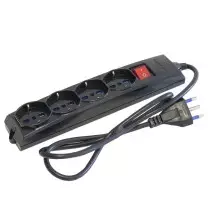 Multipresa nera 4 uscite Universali Schuko + Bivalenti  Cavo 1,2 Mt Master 74490