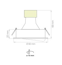 Faretto da incasso orientabile inox foro 75 mm Lampo