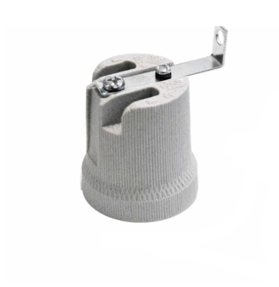 Portalampada E27 in ceamica con staffa a 90 gradi Lampo A701010C